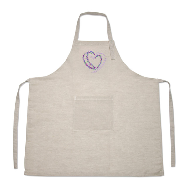 Fartuch lniany z haftem m.K-102 lawendowy TM Jarosław